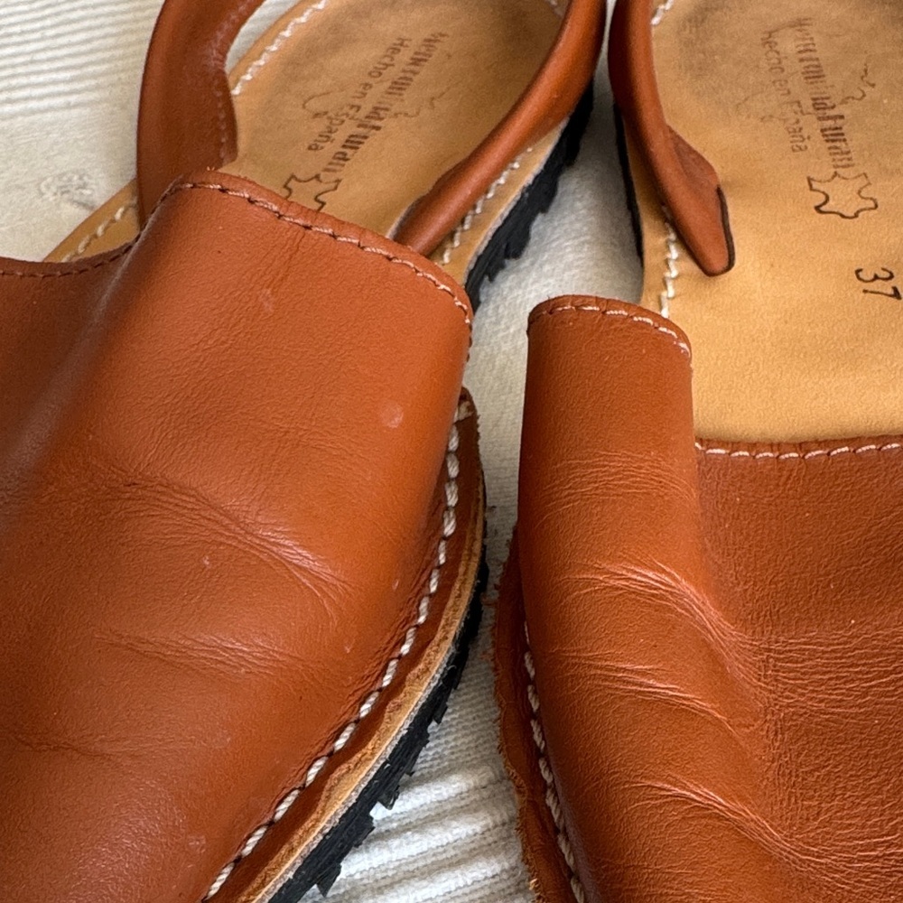 Menorquina Huran Leather Slingback Sandals Size 37 - Picture 5 of 6
